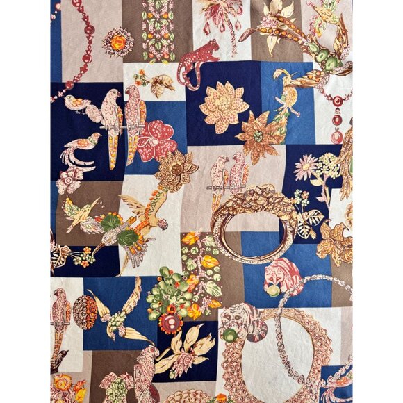 Vintage SALVATORE FERRAGAMO Navy Patchwork Silk Twill 34" x 33" Square Scarf - Picture 3 of 15